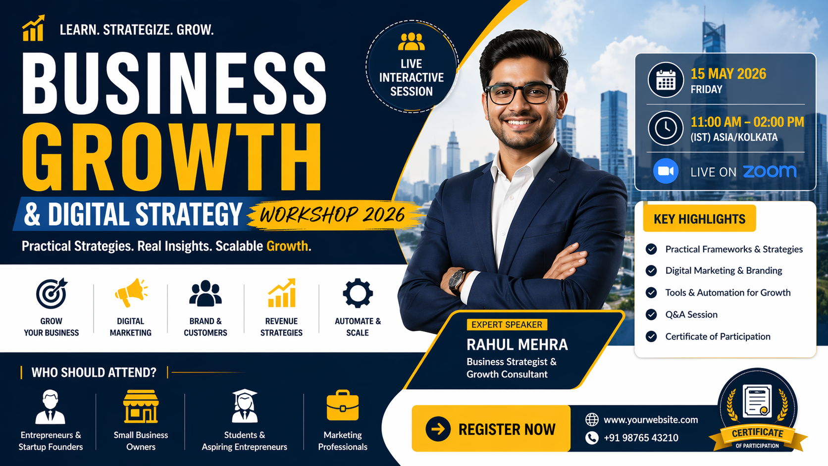 Business Growth Workshop with digital strategy and entrepreneurship training